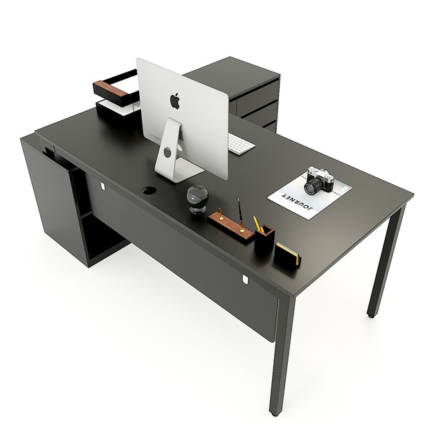 HBUC023-UConcept System Executive Desk 180x160 Solid Wood with Assembled Steel Legs Modern & Luxury Design for Office Building