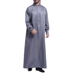 Pakistan made jubbah/daffah 2022 Wholesale Jubbah Islamic Clothing Daffah Thobe for Muslim Men Saudi Arabic silk Muslim Abaya