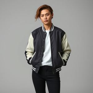 Chaqueta Universitaria de Primera Calidad con Parches de Logotipo Personalizados: Cuerpo de Lana, Mangas de Cuero, Estilo Nuevo, Acolchado Grueso y Cálido, Estilo Vintage - Product Image 1