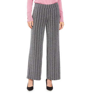 Pantalon large taille haute noir pour femme JM Collection, taille L, en mousseline respirante, coupe droite décontractée - Product Image 1