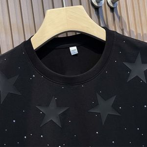 เสื้อยืดผ้าฝ้าย100% ใส่ได้ทั้งชายและหญิงเสื้อยืดพิมพ์โลโก้ประดับพลอยเทียมคุณภาพสูงสวมใส่สบายแบบเจาะโลโก้ประดับเพชรสำหรับผู้ชาย - Product Image 2