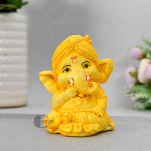Polyresin Yellow Ganesh Ji <b>Statue</b> Model Handmade Hand-painted Traditional Religious Decoration Pooja Wedding Home Fond Indian - Product Image 2