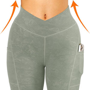 2024 ropa de Fitness deportes apretados Yoga Leggings en forma de V corte cintura Camo impreso gimnasio Leggings con bolsillos laterales para mujeres - Product Image 2