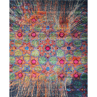Handmade Handknotted Silk and Wool Luxury Area Rug PET Friendly Geometric Pattern Medium Pile