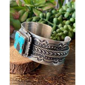 J Nelson Carico Lake Turquoise Sterling Silver Cuff Bracelet-Fashion Jewelry - Product Image 4