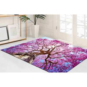 Alfombra con estampado de árbol morado: Salón, baño, área de estar, hojas, regalo para él, alfombra de terciopelo - Product Image 4