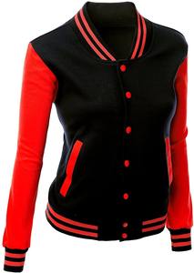 Chaqueta Universitaria de Béisbol de Alta Calidad, Unisex, Moderna, con Mangas de Cuero y Tela de Lana, Talla Grande para Mujer - Product Image 2