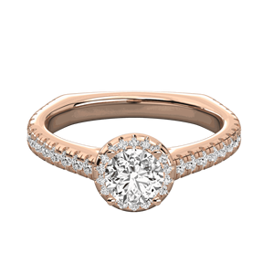 Anillo de Compromiso con Halo de Diamantes Cultivados en Laboratorio, Corte Redondo, en Oro Rosa de 14K, Estilo Elegante - Product Image 5