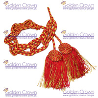 Cincture liturgique rouge pour prêtre, avec pompon en rayonne et nœud plat, motif Couronne Dorée, pour textile d'ameublement, taille personnalisable, meilleur prix