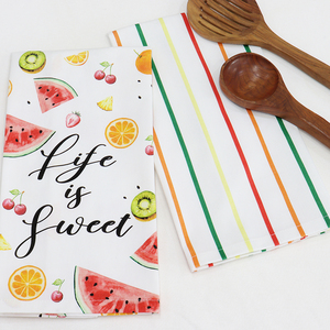 Collection de torchons de cuisine d'été doux pastèque 100% coton 16x26 pouces-Life is Sweet - Product Image 1