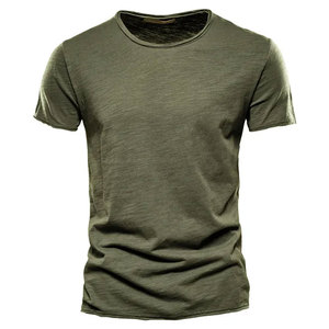 100% algodón hombres camiseta Casual suave Fitness verano Camisetas hombres cuello redondo manga corta Camiseta sólida para hombres - Product Image 4