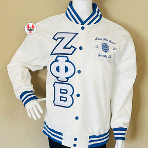 Chaquetas de hermandad Zeta Phi Beta, chaqueta de satén griega para mujer, venta al por mayor, chaqueta de satén bordada hecha a medida, Devine Nine Gear - Product Image 4