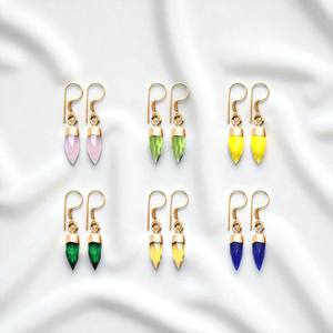 13x5 MM Bullet Spike Shape Howlite Gemstone Single Bail Charm Connector Chapado en oro Latón Joyería Diamante Cristiano Religioso - Product Image 2