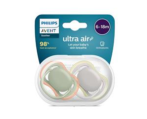 Philips Avent Ultra Air Soother 2 Pack-Chupete sin BPA para bebés de 6 a 18 meses (Modelo SCF085/20) Caqui/Naranja - Product Image 2