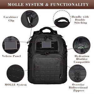 Mochila táctica para exteriores con logotipos personalizables, cremalleras fuertes, múltiples bolsillos de almacenamiento y cómodas correas de hombro - Product Image 2