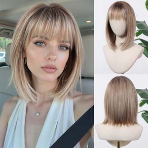 DWY High Quality Synthetic Hair Mixed Dark Blonde Bob <b>Wig</b> with Transparent Lace - Product Image 2