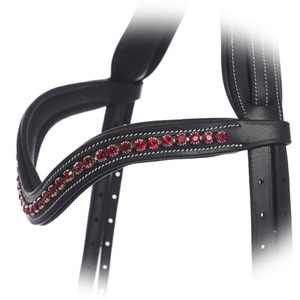 Fantaisie Rouge cristaux diamante bling incrusté vide canal rembourré cuir cheval sourcil bande avec rembourrage et coutures blanches durables - Product Image 3