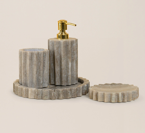 Ensemble de salle de bain en marbre de haute qualité personnalisé Design de luxe Distributeur de savon en marbre Ensemble de porte-brosse à dents - Product Image 6