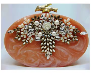 Pochettes en résine acrylique sac femmes sac à bandoulière sacs à main de mariée par artisanat croissant - Product Image 2