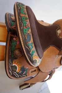 ROYAL INTERNATIONAL Selle de course western en cuir pleine fleur de qualité assurée pour l'équitation, avec arceau en fibre de verre - Product Image 4