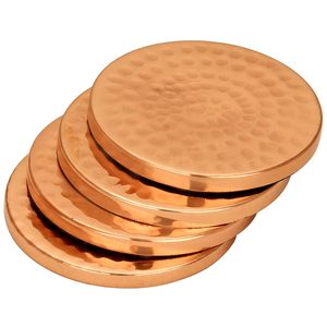 Stylish Classic Luxury Design Pure Copper 5mm Thick Heat Resistant Eco-Friendly <b>Coaster</b> <b>Set</b> of 4 Pcs - Product Image 1