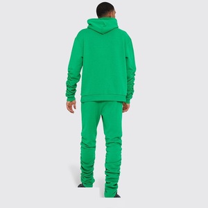 Custom Streetwear Distressed Acid Wash Hoodies Unisex Stacked Flared Sweat <b>Pants</b> Track Suits Zip up Hoodie Tracksuit - Product Image 3