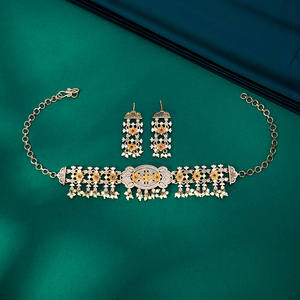 Impresionante y exclusiva colección de collar de Gargantilla oxidada impecable con dos tonos chapados - Product Image 4