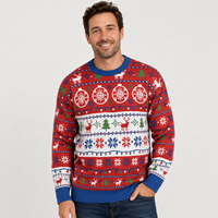 Pull tricoté personnalisé FNJIA pour homme, motif jacquard Fair Isle, style décontracté pour les fêtes, idéal pour superposer, OEM, marque privée