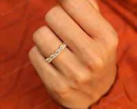 Bague de mariage en diamant de laboratoire taille baguette, classique, en or massif, style vintage, pour empilage, alliance complète, faite à la main, pour femme