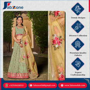 Conjunto de Lehenga Choli Dupatta Tradicional Étnico Premium con Bordado para Ocasiones Especiales, Completamente Cosido - Product Image 4