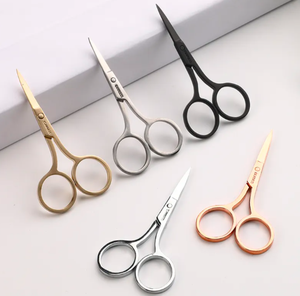 Tijeras de belleza vintage de acero inoxidable con punta afilada y mango de cerámica para vello facial, manicura, uñas, bigote, orejas y cutículas - Product Image 3