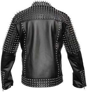 Chaqueta de cuero con tachuelas Punk de Heavy Metal para hombre con pinchos Slim Fit cierre de cremallera Rock Biker Style moda prendas de vestir exteriores - Product Image 2