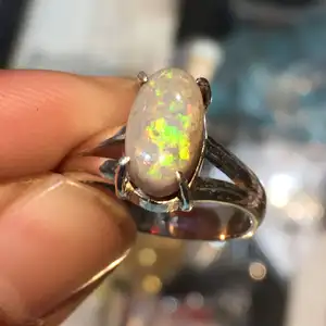 Luxury Design High Quality Fine Birthstone Oval Shape Natural Australian Opal Gemstone 925 Sterling Silver Unisex Ring Accessory