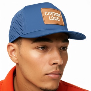 Wholesale Waterproof 5 Panel <b>Black</b> Golf Hat <b>Cap</b> Perforated Snapback <b>Baseball</b> <b>Cap</b> Rope Hat Premium With Custom Silicone Logo - Product Image 6