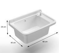 Lavabos de salle de bain en polypropylène super résistant certifiés UNI EN ISO 9001, fabriqués en Italie, résistants aux intempéries, avec drain complet