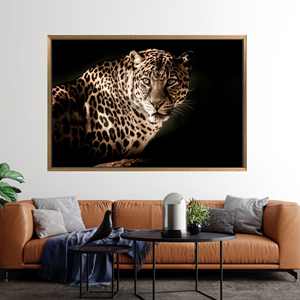 ผ้าใบของขวัญสำหรับคนรักเสือดาว: งานศิลปะบนผ้าใบพิมพ์ลายสำหรับตกแต่งคริสต์มาส,1P:กรอบสีทอง - Product Image 1