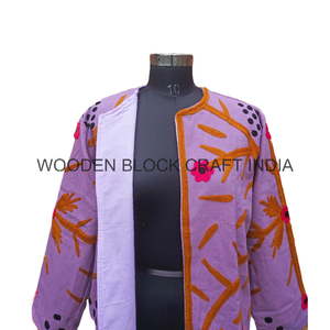 Handmade Beautiful Floral Knitted Free Size Winter Short Jacket Women New Trending Duck Suzani Tie-Dye Embroidery <b>Button</b> Cotton - Product Image 4