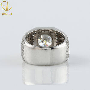 Nouveau Design Bling Bling Round Cut Lab Grown Diamond Halo Bague de fiançailles pour homme, Bague Hiphop de luxe pour homme avec certificat IGI - Product Image 3