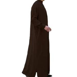 Thobe pour homme brun foncé, Kandura saoudien, Jubba islamique, Dishdasha, robe longue à manches longues pour l'hiver et la prière - Product Image 2