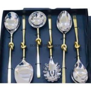 Shiny <b>Polished</b> Luxurious Quality Gold Plated Factory Direct Supply Spoons Cutlery Set Kitchenware Accessories Supply From India - Product Image 6