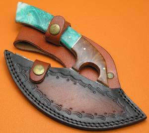 Cortador de Pizza Ulu de Alaska profesional hecho a mano, cuchillo de cocina de acero de Damasco Ulu Chef, logotipo personalizado, resina de Metal para él, su Pizza - Product Image 6