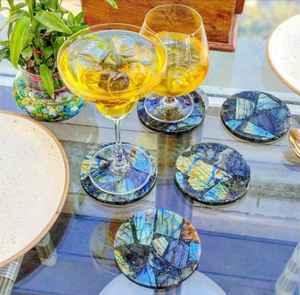 Sous-verre en cristal de labradorite fait à la main, 4 pouces, pierre naturelle, pour le thé, le café, les ustensiles de bar - Product Image 4