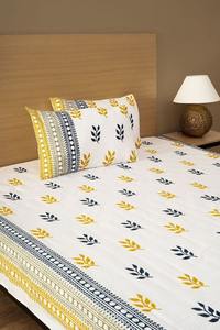 Parure de lit en polyester 100% imprimé à la main, luxe indien Sanganeri, motif floral, taille King, couvre-lit respirant, doux pour la peau, 400TC - Product Image 3