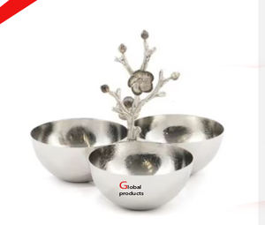 Cuenco de condimentos con acabado de plata de metal con acabado de plata de calidad estándar para restaurante y bar de hotel - Product Image 1