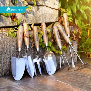 Ergonomic gỗ xử lý nhiệm vụ nặng nề trowel ngã ba tu Scoop Rake weeder lưỡi thép không gỉ vườn tay công cụ thiết lập - Product Image 1