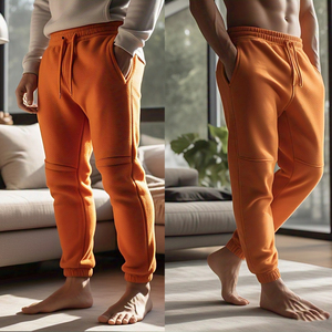 กางเกงวอร์มเอวสูงมีเชือกรูดสำหรับผู้ชายสไตล์สตรีทชุดวิ่งออกกำลังกายฟิตเนส - Product Image 1