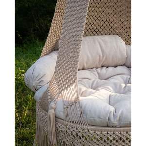 Fauteuil suspendu en macramé bohème pour l'intérieur et l'extérieur, chaise hamac pour le jardin, le salon, meuble d'extérieur parfait - Product Image 2