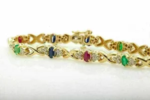 กำไลเทนนิสเงินแท้ 925 ชุบทอง ประดับโมอิสซาไนต์ทรงบริลเลียนต์ 10 กะรัต หลากสีสัน สวยงาม สำหรับผู้หญิง สไตล์วินเทจ รุ่นทิชยา - Product Image 6