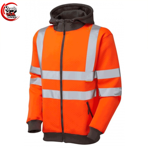 Sudadera con capucha de lana reflectante de alta visibilidad Diseño de retazos de rayas de invierno Característica impermeable Ropa de trabajo de alta visibilidad Poliéster de dos tonos - Product Image 1