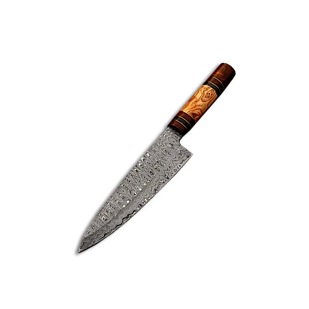 New arrival Professional Handmade Damascus Steel Chef Knife Super Razor Sharp with Leather Sheath for Kitchen Cooking Knife